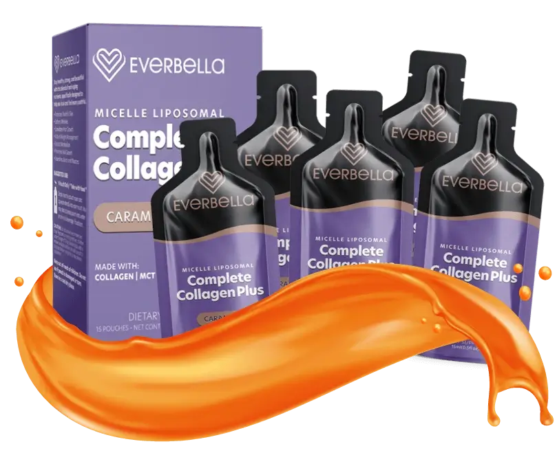Complete Collagen Plus caramel-flavored micellized collagen dessert box and pouch